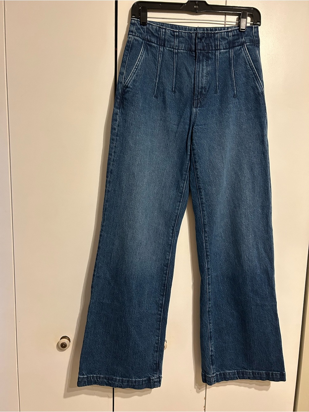 LOFT Dark Blue Wide-Leg High-Rise Jeans